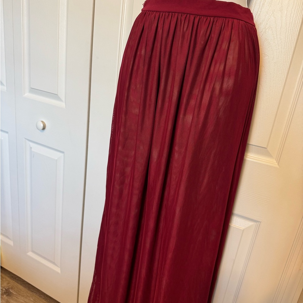 Alya Deep Red Maxi Skirt